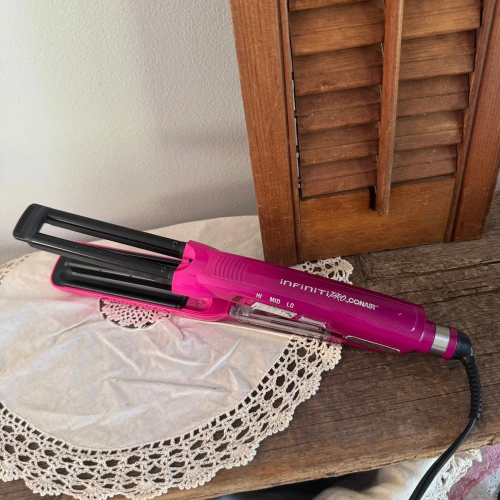 InfinitiPro by Conair Steam Flat Iron Pink Ceramic Hair Straightener Adjustable
